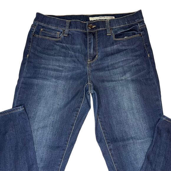 DKNY Jeans Size 8 / 30 Straight Leg Mid Rise Cropped Dark Wash Blue Denim - Picture 2 of 10